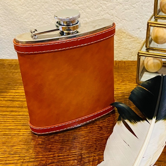 Other - Vintage Leather and Stainless Steel Flask